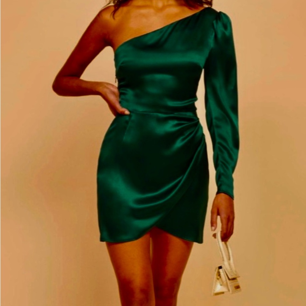 Reformation Hyperion One-Shoulder Emerald Dress Size 4 NWT